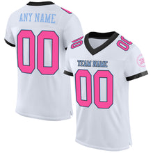 Load image into Gallery viewer, Custom White Pink Black-Light Blue Mesh Authentic Football Jersey