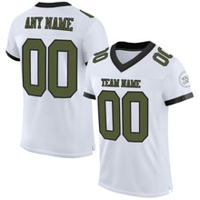 Load image into Gallery viewer, Custom White Olive-Black Mesh Authentic Football Jersey
