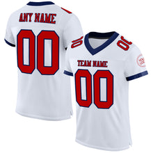 Load image into Gallery viewer, Custom White Red-Navy Mesh Authentic Football Jersey