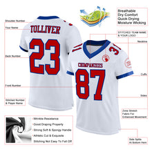 Load image into Gallery viewer, Custom White Red-Royal Mesh Authentic Football Jersey