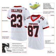 Load image into Gallery viewer, Custom White Black-Red Mesh Authentic Football Jersey