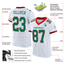 Load image into Gallery viewer, Custom White Kelly Green-Red Mesh Authentic Football Jersey