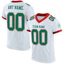 Load image into Gallery viewer, Custom White Kelly Green-Red Mesh Authentic Football Jersey