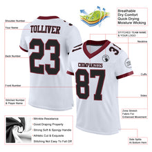 Load image into Gallery viewer, Custom White Black-Burgundy Mesh Authentic Football Jersey