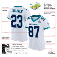 Load image into Gallery viewer, Custom White Navy Gray-Teal Mesh Authentic Football Jersey
