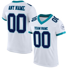 Load image into Gallery viewer, Custom White Navy Gray-Teal Mesh Authentic Football Jersey