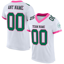 Load image into Gallery viewer, Custom White Kelly Green-Pink Mesh Authentic Football Jersey