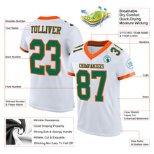 Load image into Gallery viewer, Custom White Kelly Green-Orange Mesh Authentic Football Jersey