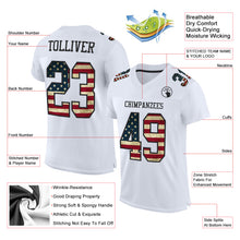 Load image into Gallery viewer, Custom White Vintage USA Flag-Black Mesh Authentic Football Jersey