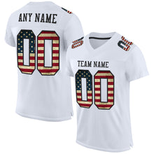 Load image into Gallery viewer, Custom White Vintage USA Flag-Black Mesh Authentic Football Jersey
