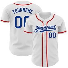Load image into Gallery viewer, Custom White Royal-Red Authentic Baseball Jersey