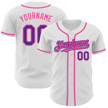 Load image into Gallery viewer, Custom White Purple-Pink Authentic Baseball Jersey