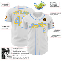 Load image into Gallery viewer, Custom White Light Blue-Yellow Authentic Baseball Jersey
