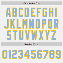 Load image into Gallery viewer, Custom White Light Blue-Yellow Authentic Baseball Jersey