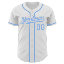 Load image into Gallery viewer, Custom White Light Blue Authentic Baseball Jersey