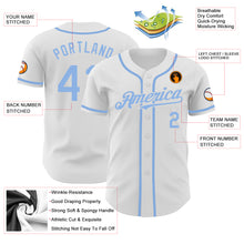 Load image into Gallery viewer, Custom White Light Blue Authentic Baseball Jersey