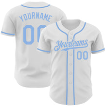 Load image into Gallery viewer, Custom White Light Blue Authentic Baseball Jersey