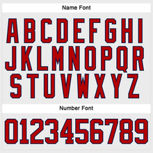 Load image into Gallery viewer, Custom White Red-Navy Hockey Lace Neck Jersey