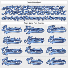 Load image into Gallery viewer, Custom White Light Blue-Navy Hockey Lace Neck Jersey