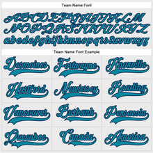 Load image into Gallery viewer, Custom White Teal-Navy Hockey Lace Neck Jersey