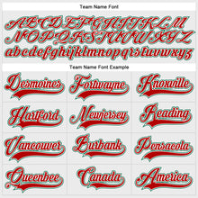 Load image into Gallery viewer, Custom White Red-Kelly Green Hockey Lace Neck Jersey