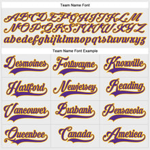 Load image into Gallery viewer, Custom White Purple-Gold Hockey Lace Neck Jersey