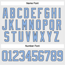 Load image into Gallery viewer, Custom White Light Blue-Steel Gray Hockey Lace Neck Jersey