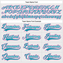 Load image into Gallery viewer, Custom White Teal-Pink Hockey Lace Neck Jersey