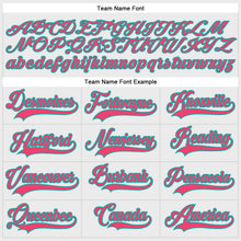 Load image into Gallery viewer, Custom White Neon Pink-Aqua Hockey Lace Neck Jersey