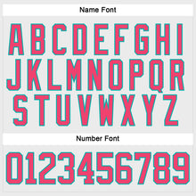 Load image into Gallery viewer, Custom White Neon Pink-Aqua Hockey Lace Neck Jersey