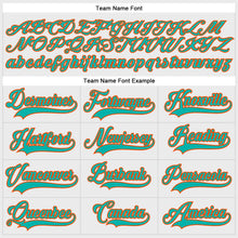 Load image into Gallery viewer, Custom White Aqua-Orange Hockey Lace Neck Jersey