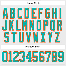 Load image into Gallery viewer, Custom White Aqua-Orange Hockey Lace Neck Jersey