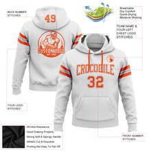 Load image into Gallery viewer, Custom Stitched White Orange-Gray Football Pullover Sweatshirt Hoodie