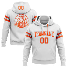 Load image into Gallery viewer, Custom Stitched White Orange-Gray Football Pullover Sweatshirt Hoodie