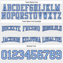 Load image into Gallery viewer, Custom Stitched White Light Blue-Navy Football Pullover Sweatshirt Hoodie