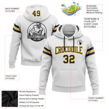 Load image into Gallery viewer, Custom Stitched White Black-Gold Football Pullover Sweatshirt Hoodie