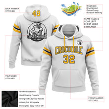 Load image into Gallery viewer, Custom Stitched White Gold-Black Football Pullover Sweatshirt Hoodie