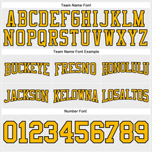 Load image into Gallery viewer, Custom Stitched White Gold-Black Football Pullover Sweatshirt Hoodie