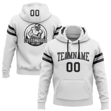 Load image into Gallery viewer, Custom Stitched White Black-Gray Football Pullover Sweatshirt Hoodie