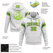 Load image into Gallery viewer, Custom Stitched White Neon Green-Black Football Pullover Sweatshirt Hoodie