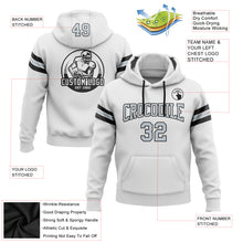 Load image into Gallery viewer, Custom Stitched White Silver-Black Football Pullover Sweatshirt Hoodie