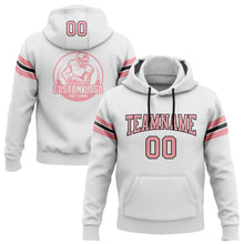 Load image into Gallery viewer, Custom Stitched White Medium Pink-Black Football Pullover Sweatshirt Hoodie