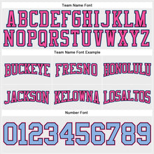 Load image into Gallery viewer, Custom Stitched White Light Blue Black-Pink Football Pullover Sweatshirt Hoodie