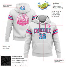 Load image into Gallery viewer, Custom Stitched White Sky Blue Black-Pink Football Pullover Sweatshirt Hoodie