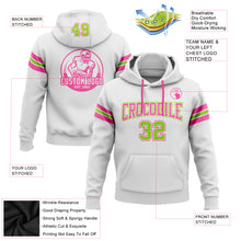 Load image into Gallery viewer, Custom Stitched White Neon Green-Pink Football Pullover Sweatshirt Hoodie