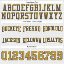 Load image into Gallery viewer, Custom Stitched White Old Gold-Steel Gray Football Pullover Sweatshirt Hoodie