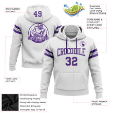 Load image into Gallery viewer, Custom Stitched White Purple-Gray Football Pullover Sweatshirt Hoodie