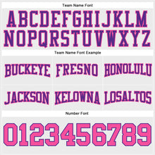 Load image into Gallery viewer, Custom Stitched White Pink-Purple Football Pullover Sweatshirt Hoodie