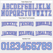 Load image into Gallery viewer, Custom Stitched White Light Blue-Purple Football Pullover Sweatshirt Hoodie