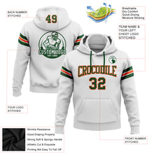 Load image into Gallery viewer, Custom Stitched White Green-Orange Football Pullover Sweatshirt Hoodie